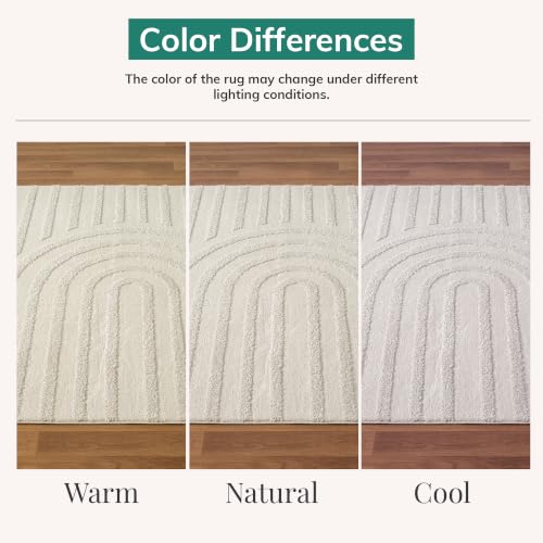 LUXE WEAVERS Modern Geometric High Low Area Rug Cream 6x9 - color: Cream, size: 6' x 9' (Rectangular)