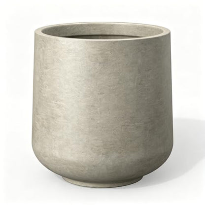 Kante Weathered Concrete Planter 13" Dia All-Weather Round Accent Pot - color: Buff Concrete, size: 11.6" D