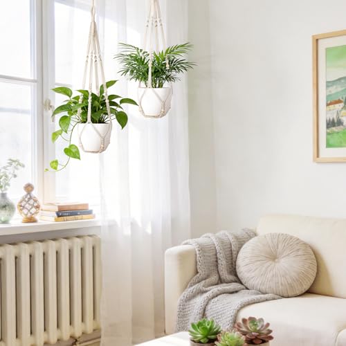 Dahey Set of 2 Macrame Plant Hanger Indoor 35" Hanging Plant Holder Basket