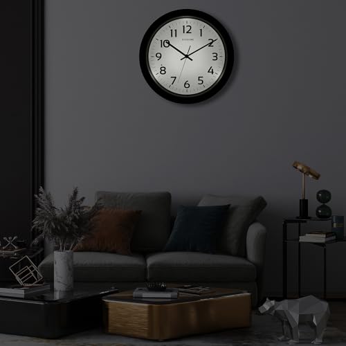 Glow in the Dark Wall Clock for Bedroom Battery Operated Lighted Wall Clock