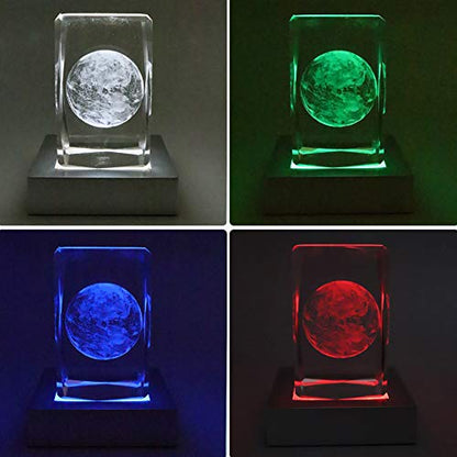 LED Multimodal Multicolor Light Stand Base Silver - Square Display Base for 3D Crystal Glass Art - LED Light Base and Crystal Display Stand - USB/Battery Powered Crystal Stand - color: C-multi-mode Silver Base
