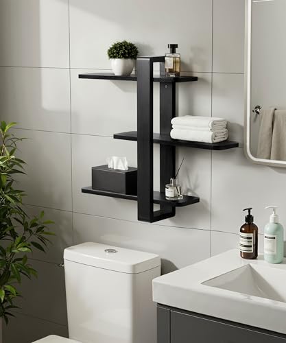 SUMGAR Black Floating Shelves for Wall, 3 Tier Adjustable Large Shelf Unit - color: Black, size: 3 Tier 19.6in