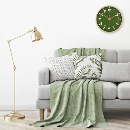 HIPPIH 10 Inch Wall Clock, 2Pack Silent Non Ticking Battery Operated Clocks - color: Green, size: 10 inches