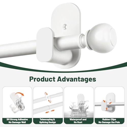 USFOOK White No Drill Curtain Rods for Windows 48 to 84, 2 Pack - color: White, size: 32-86"(2 pack)