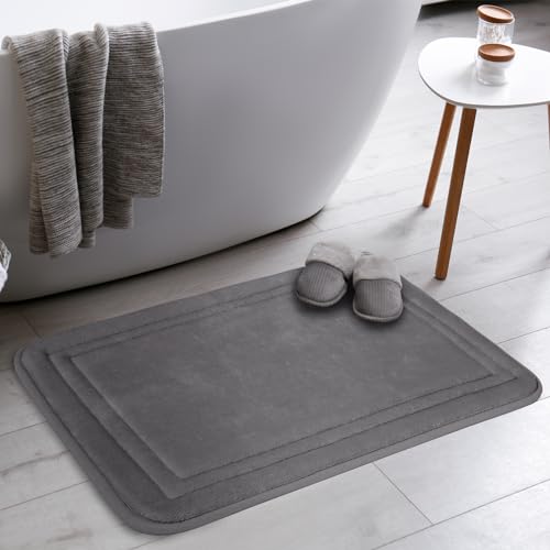 Grey Bathroom Rugs Memory Foam Bath Mat Runner Rug Set of 2 - color: Grey, size: 17 in x 24 in and 16 in x 47 in