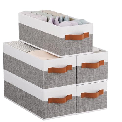 Storage Baskets Containers,White/Gray Boxes,15x6x5 In,5-Pack - color: White/Grey, size: 5-Pack
