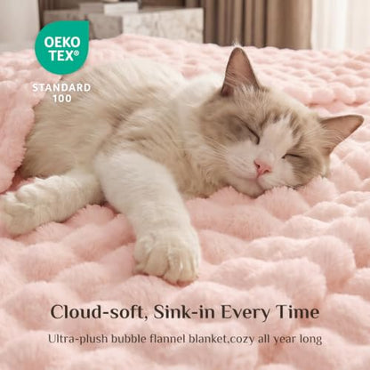 BEDELITE Cute Pink 3D Fleece Bubble Throw Blanket for Couch, 50x60 Inches - color: Light Pink, size: Throw(50"x60")