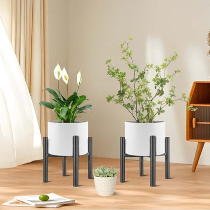NSYOOMH 2-Pack Adjustable Metal Plant Stand, Fits 6-10" Flower Pots Holder - color: BLACK-2PC, size: 6-10 INCH
