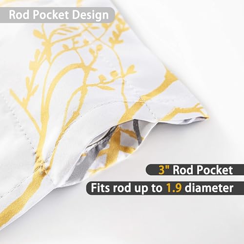 DriftAway Tree Branch Lined Valance Double Layer Blackout Thermal Insulated Abstract Ink Printing Window Curtain Valance Rod Pocket 52 Inch by 14 Inch Plus 2 Inch Header Yellow 1 Pack - color: Yellow, size: 52"W x 14"L (Pack of 1)