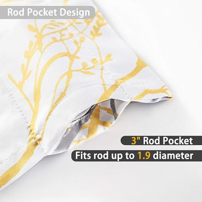 DriftAway Tree Branch Lined Valance Double Layer Blackout Thermal Insulated Abstract Ink Printing Window Curtain Valance Rod Pocket 52 Inch by 14 Inch Plus 2 Inch Header Yellow 1 Pack - color: Yellow, size: 52"W x 14"L (Pack of 1)