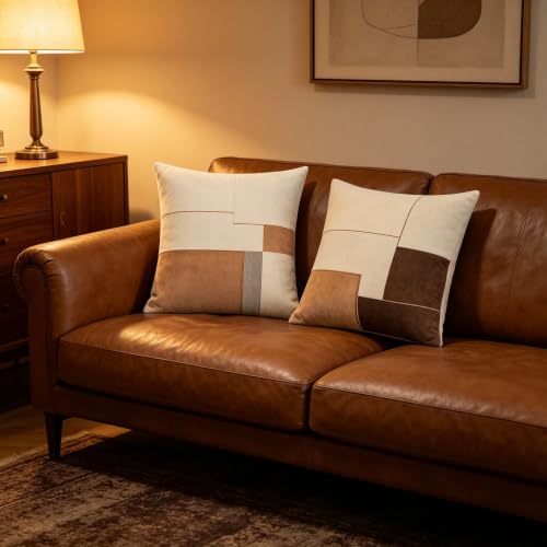 Neutral Geometric Color Block Throw Pillow Covers 18x18 Inch Set of 2 - color: A20009, size: 18" x 18" (Pack of 2)
