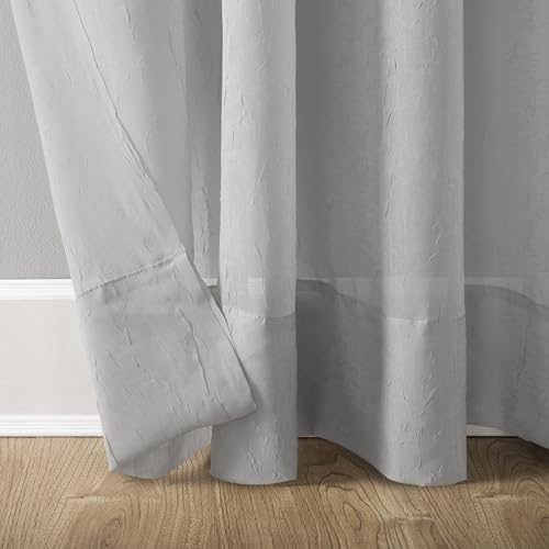 No. 918 Erica Crushed Sheer Voile Grommet Curtain Panel - color: Silver Gray, size: 51"W x 84"L (Pack of 1)