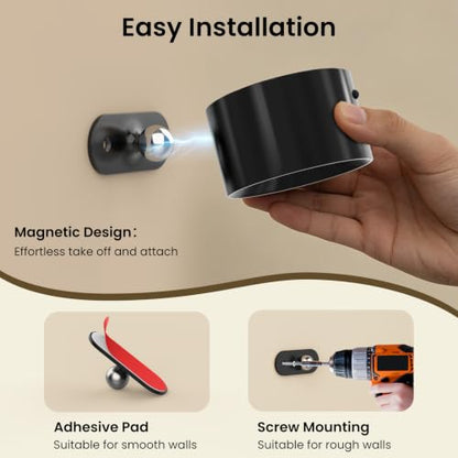 Koopala LED Reading Lights, Wall Mounted Sconces with 3 Color Temperatures & 3 Brightness Levels Rechargeable Battery Magnetic Ball 360°Rotation Touch Control, Lamps for Kids Study Bedside Closet - color: Black-A