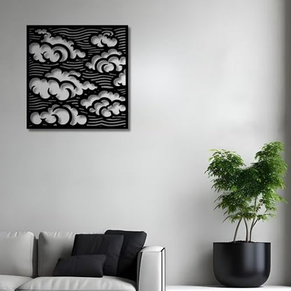 Metal Wall Decor | 17'' x 17'' x 0.05'' Clouds Art Themed Wall Decorations | Handmade Indoor and Outdoor Wall Art (17'' x 17'', Clouds, Black) - size: 17'' x 17'', style: Clouds