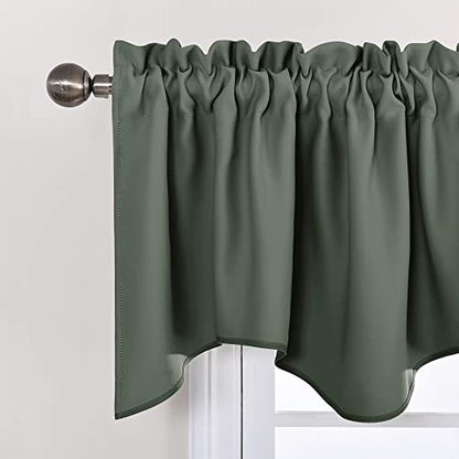 NICETOWN 2 Panels Dark Mallard Kitchen Valances for Window, 42W x 18L - color: Dark Mallard, size: 42"W x 18"L (Pack of 2)