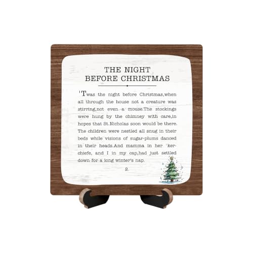 Christmas Tabletop Wooden Sign with Stand, Winter Holiday Desk Decor,SD23 - color: night christmas 5