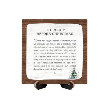 Christmas Tabletop Wooden Sign with Stand, Winter Holiday Desk Decor,SD23 - color: night christmas 5