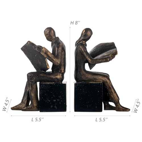 Lukitas Readers Decorative Bookends Heavy Duty Non-Slip, Bronze, Resin 8'' - color: Newspaper Reader