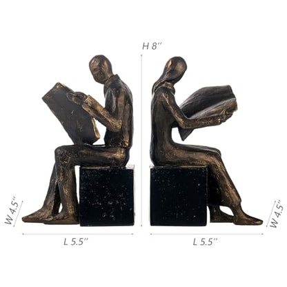 Lukitas Readers Decorative Bookends Heavy Duty Non-Slip, Bronze, Resin 8'' - color: Newspaper Reader