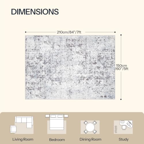 HOOBRO 5 x 7 Area Rugs Washable, Living Room Rugs, Non-Slip Rug - color: Beige Gray, size: 5' x 7' (Rectangular)