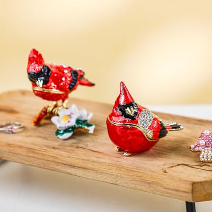 YU FENG 2.3 Inch Cardinal Bird Trinket Box, Hinged Jewelry Box Figurine - style: Cardinal bird