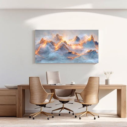 YISXINOAG Golden Snow Mountain Wall Art Abstract Landscape Painting 20"X40" - color: gold white, size: 40"L x 20"W