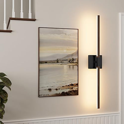 Rayogale Black Walnut Rechargeable Wall Sconce with Remote Control 32 Inch - color: Black & Walnut, size: 32 Inch(2 Pack)