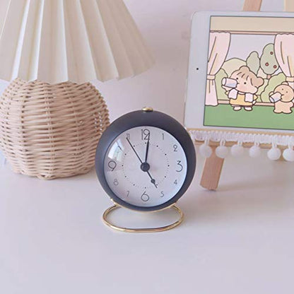 SHISEDECO Small Classic Non-Ticking Tabletop Alarm Clock,Black-B - color: Black