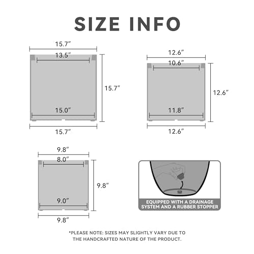 Kante RC0119ABC-C80011 Set of 3 Lightweight Concrete Modern Cylinder Outdoor Planters, 15.8, 12.9 and 9.8 Inch Diameter, Pure White - color: Pure White, size: 9.8",12.6",15.7" Dia