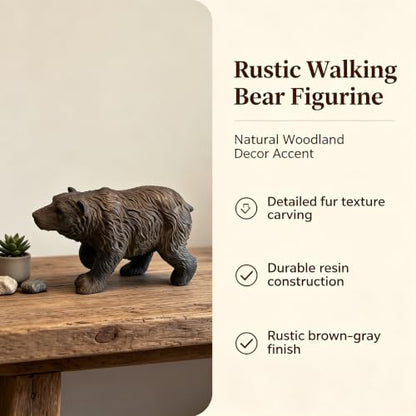 Rustic Bear Statue Shelf Decor - color: Black Brown-s