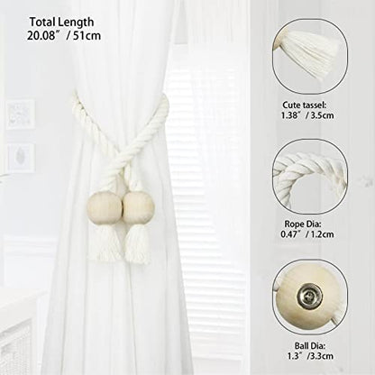 Magnetic Curtain Tiebacks Decorative Tie Back Drapes Holdbacks Nieffeiy - color: Cream