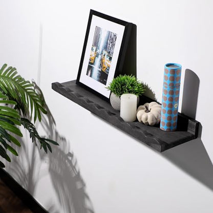 Suzile 2 Pcs Scalloped Floating Wall Shelves,12",Black - color: Black, size: 12"