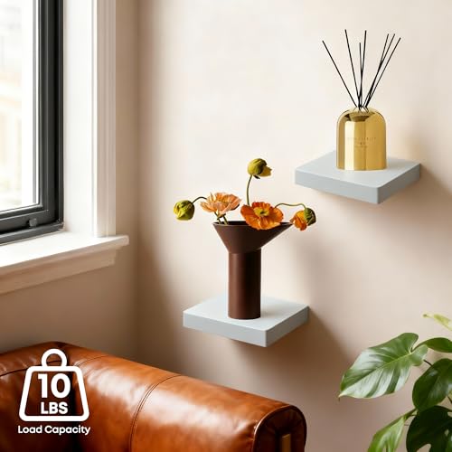 Small Floating Shelves for Wall Set of 2, 6 Inch Square Shelves, Grey - color: Grey, size: 6 Inch-2 Pcs