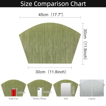 SHACOS PVC Woven Vinyl Wedge Placemats Set of 4 Round Table Placemats Wipe Clean Heat Resistant Round Table Mats (4, Green) - color: Green