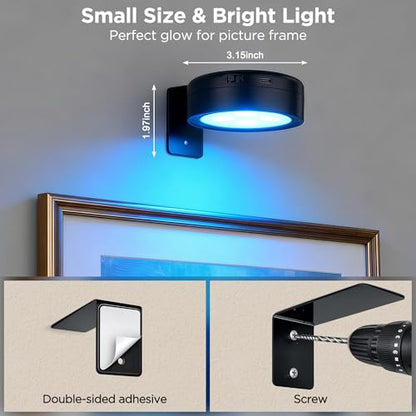 4-Pack Picture Lights for Wall, Rechargeable Wireless Poster Lights, Black - color: Black