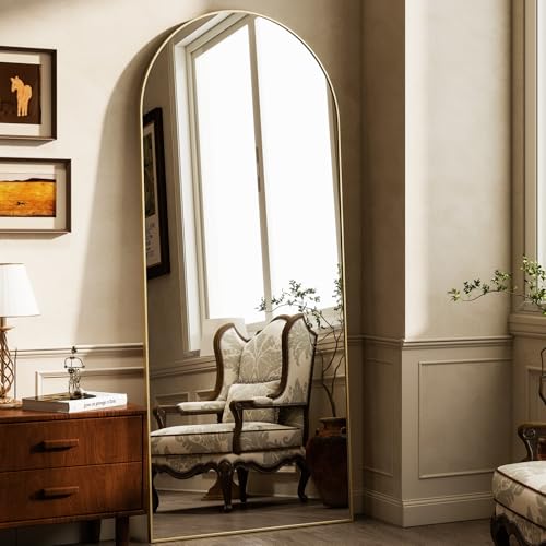 HARRITPURE 64"x21" Arched Full Length Mirror - color: Gold-rect Edge, size: 64"L x 21"W