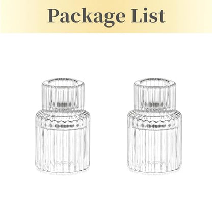 Hewory Taper Candle Holders Bulk, 2PCS Clear Glass Candlestick Holders - color: Clear, size: 2PCS