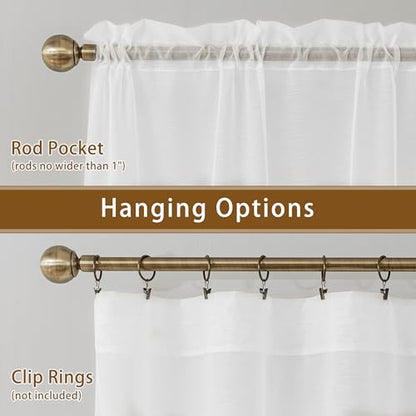 White Sheer Curtains 84 Inches Long Rod Pocket - color: White, size: 42"W x 84"L (Pack of 2)