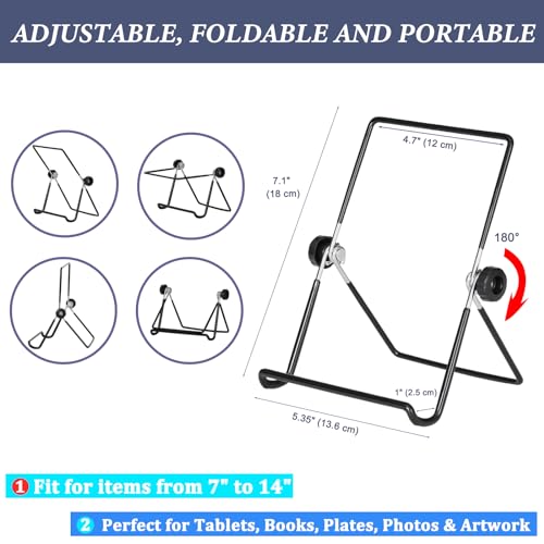 Artliving (2 Pack) Adjustable Iron Display Stand Easel Foldable Tablet Stand Holder,Displays Picure Frames,Photo,Cookbooks,iPad,Art Collection,Black - color: Black