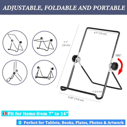 Artliving (2 Pack) Adjustable Iron Display Stand Easel Foldable Tablet Stand Holder,Displays Picure Frames,Photo,Cookbooks,iPad,Art Collection,Black - color: Black