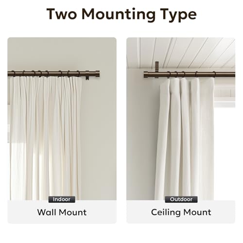 Zeerobee Curtain Rods for Windows 66 to 120 Inch, Bronze Curtain Rod - color: Bronze, size: 32"-120"