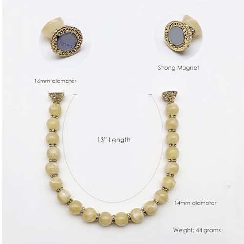 Magnetic Curtain Tiebacks, 2 Pcs Beaded Curtain Holdbacks for Window Curtain Panels, Drapes, Home Décor, 13 Inches (Ivory) - color: Ivory