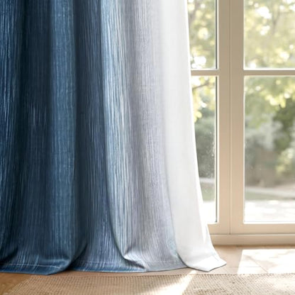 MIULEE Royal Blue and Greyish White Ombre Blackout Curtains 52Wx96L - color: Dark Blue and Greyish White, size: 52"W x 96"L (Pack of 2)