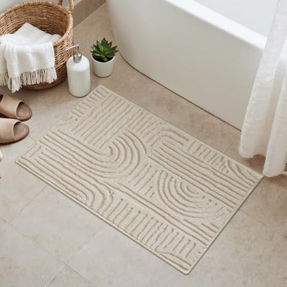 GENIMO Soft 2x3 Small Rug Washable, Beige Cream, 3D Textured High Low Pile - color: Arch Beige, size: 2' x 3' (Rectangular)
