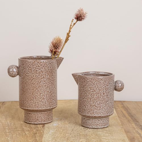 Creative Co-Op Modern Small Stoneware Pitcher or Vase, Putty Brown - color: Putty Brown, size: 16 Ounces