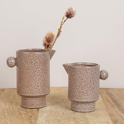 Creative Co-Op Modern Small Stoneware Pitcher or Vase, Putty Brown - color: Putty Brown, size: 16 Ounces