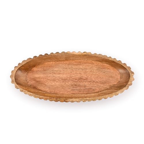 Kimona Decorative Bowl Wooden Centerpiece Table Decorations Decorative Long Wooden Bowl for Table Centerpiece (14" X 6" X 2.3")