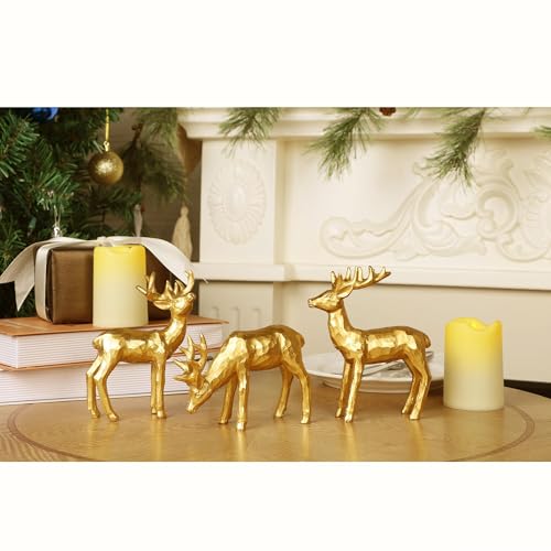 Lulu Home 3 PCS Christmas Tabletop Decorations, Resin Reindeer Peer - style: 3 Peers