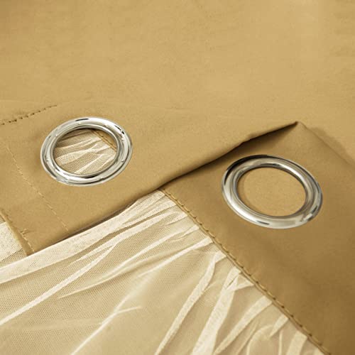 INLINAS Blackout Curtains with Sheer Overlay, Gold, 37x72 Inches - color: Gold, size: 37"W x 72"L (Pack of 2)