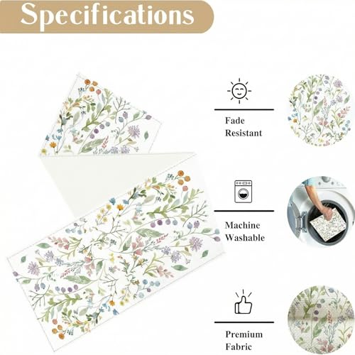 ONFAON Spring Table Runner,Wildflowers Floral Seasonal Summer Kitchen Dining Table Decoration for Home Party Decor 13x72 Inch - size: spring04
